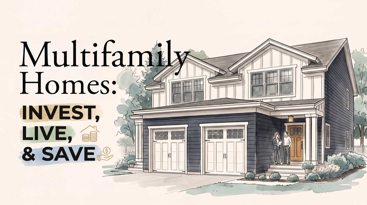 Side-by-Side Duplex Homes: A Smart, Stylish Way to Build, Live, and Invest, a couple stand in the covered front porch.