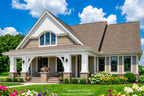Watermarked CL-1814 front exterior viewed from the right with a covered porch and upper gable.