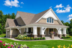 Watermarked CL-1814 front exterior viewed from the left with a covered porch and upper gable.