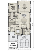 CL-20-014 Wexford farmhouse main-level floor plan.