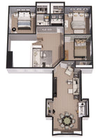 CL-20-014 Wexford farmhouse upper-level 3D floor plan.