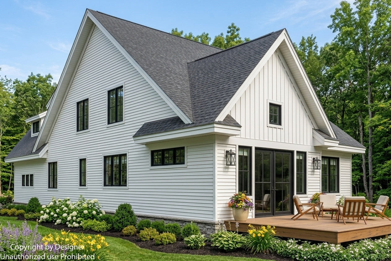 CL-20-014 Wexford farmhouse rear exterior rendering.