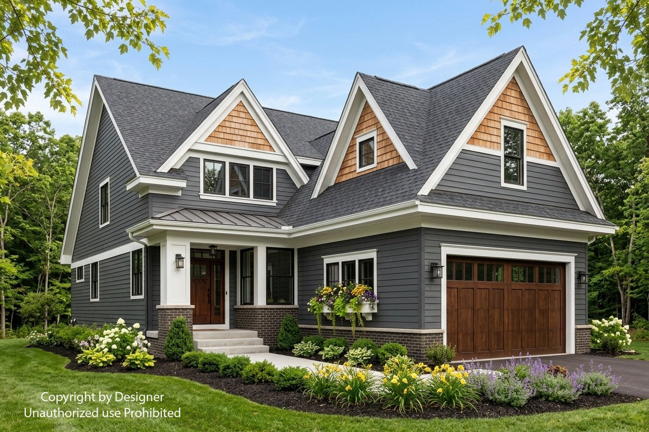 CL-20-014 Wexford farmhouse alternate front exterior rendering.