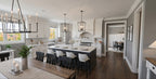 CL-20-014 Wexford farmhouse kitchen island and dining area interior rendering.