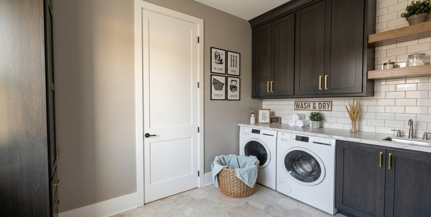CL-20-014 Wexford farmhouse laundry room interior rendering.