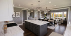 CL-20-014 Wexford farmhouse open-concept kitchen island interior rendering.