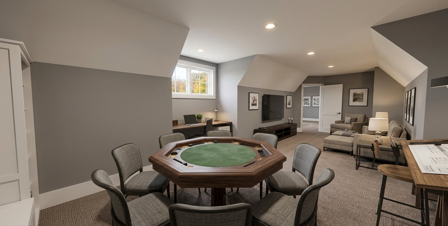 CL-20-014 Wexford farmhouse bonus room game area interior rendering.