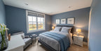 CL-20-014 Wexford farmhouse blue bedroom interior rendering.