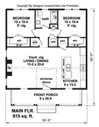 Floor plan of a house with labeled rooms and dimensions