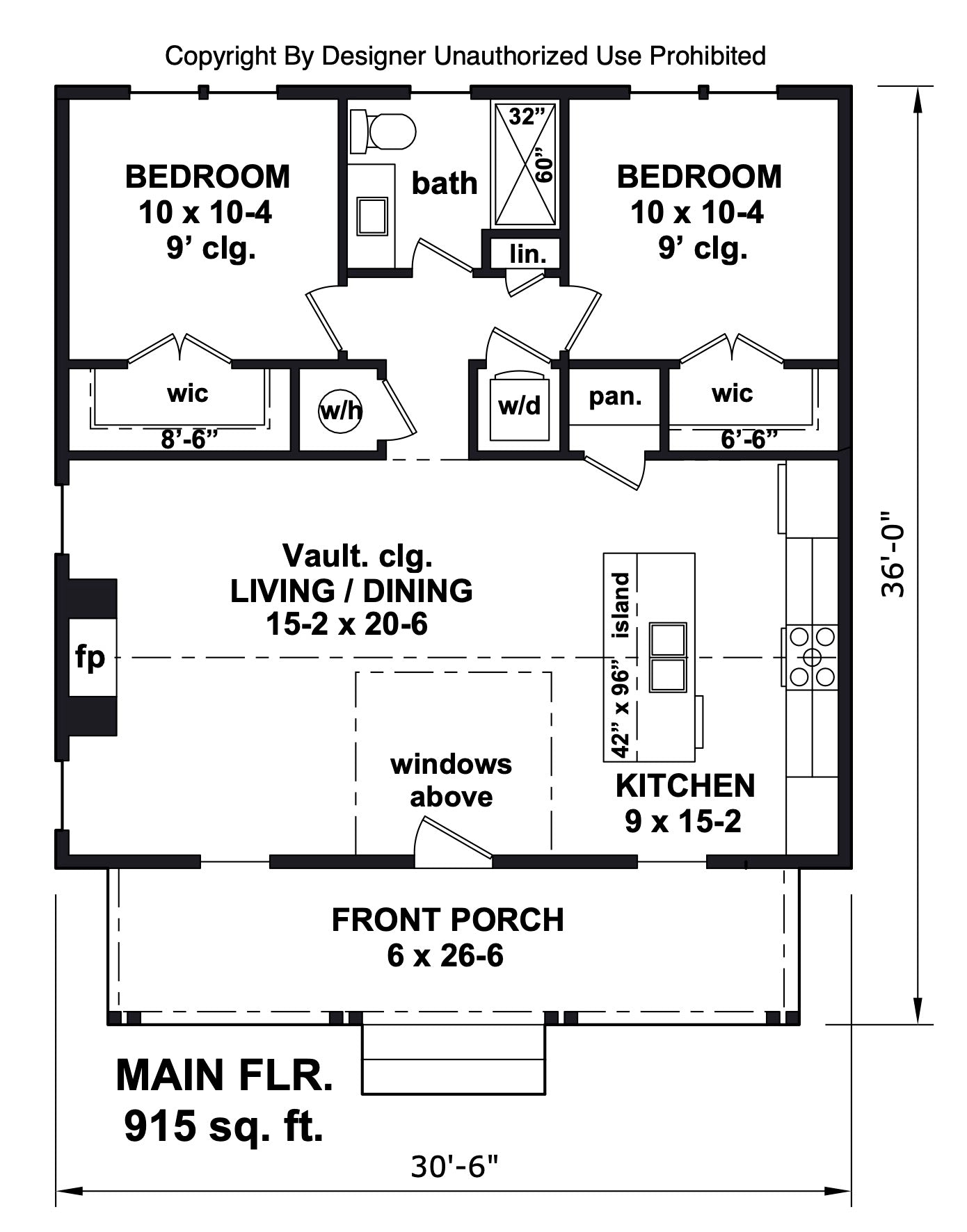 Floor plan of a house with labeled rooms and dimensions