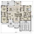 Oak Haven main-level floor plan, CL-27-001-1C, showing three bedrooms, an open great room and kitchen, an office and a two-car garage.