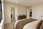Upstairs-bedroom rendering with views toward the shared bathroom and loft.