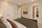 Upstairs-bedroom rendering with a double-door closet and access to the shared bathroom.