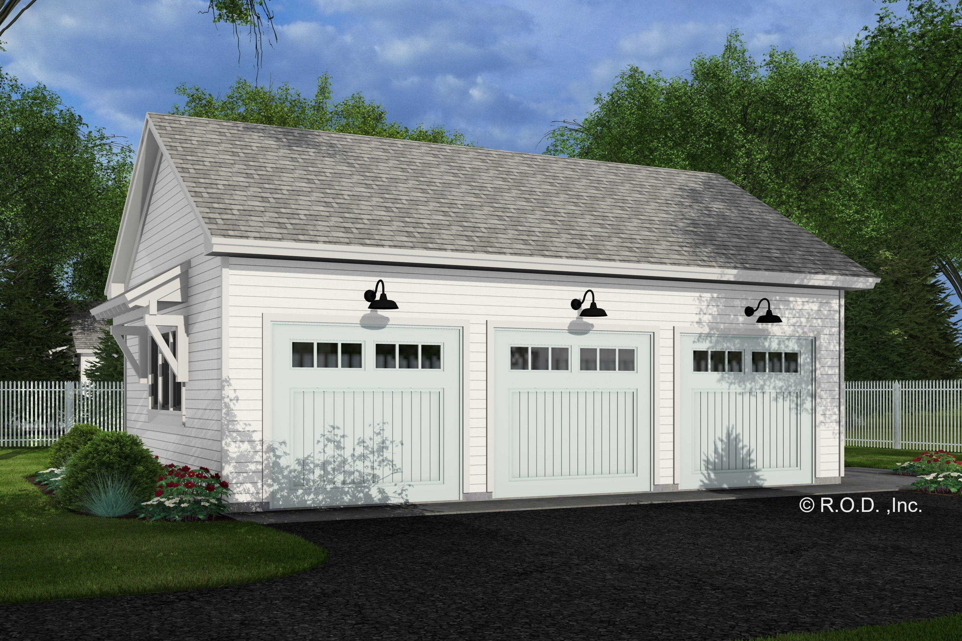 Three Car Garage and Side Yard