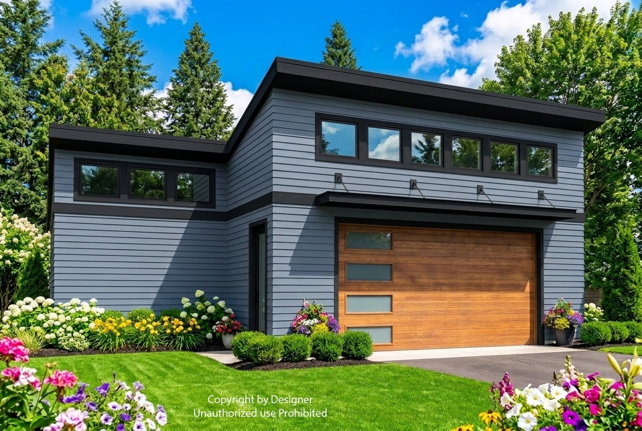 Two Car Garage Workshop house plan exterior rendering