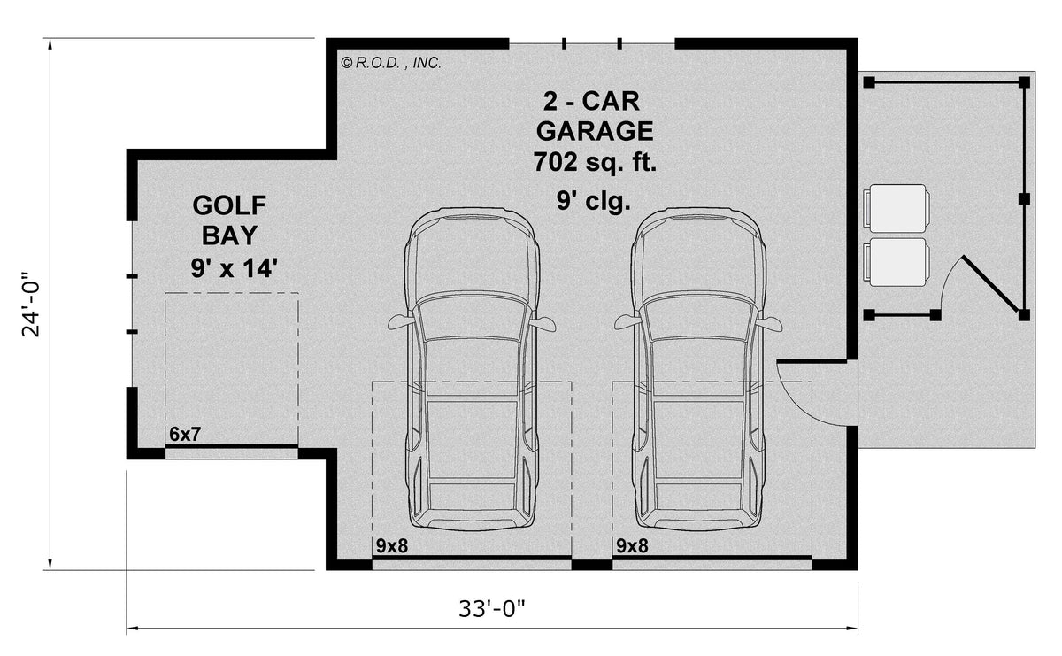 Two Car with Golf Cart Garage and Side Yard
