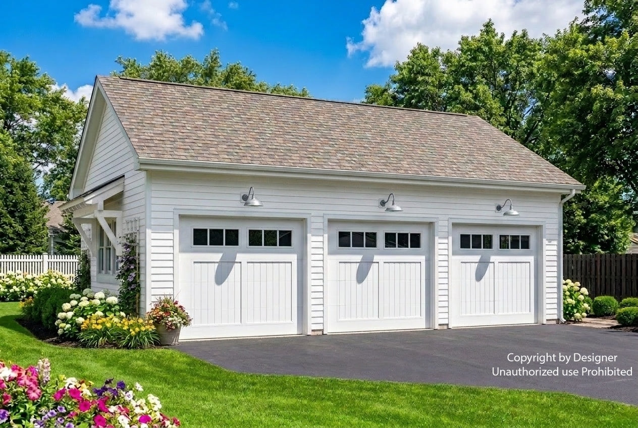 Three Car Garage and Side Yard house plan exterior rendering