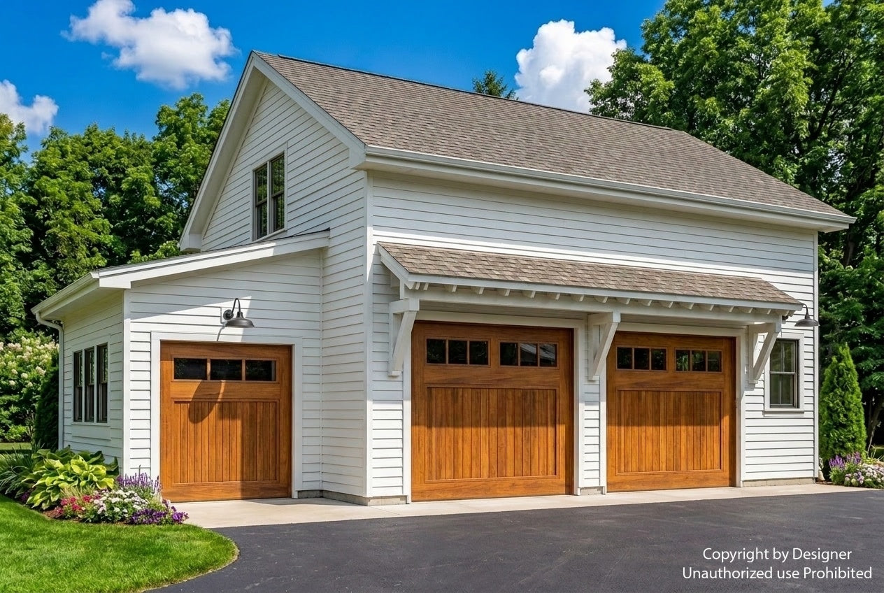 Two Car with Golf Cart Garage Apartment house plan exterior rendering