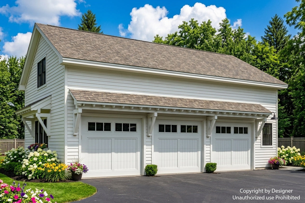 Three Car Garage Apartment with Side Yard house plan exterior rendering