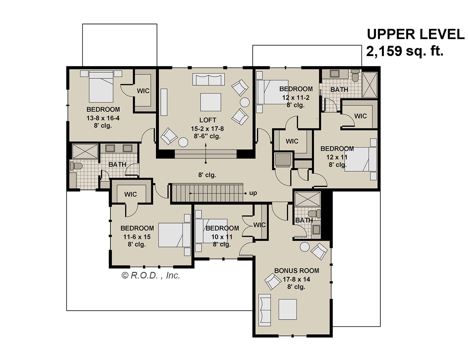 Cold Spring House Plan upper-level 2D floor plan.